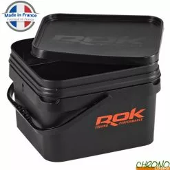 Rok Fishing Seau Carré ROK Square Bucket Complet Noir 10L