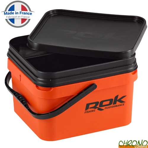 Rok Fishing Seau Carré ROK Square Bucket Complet Orange 10L