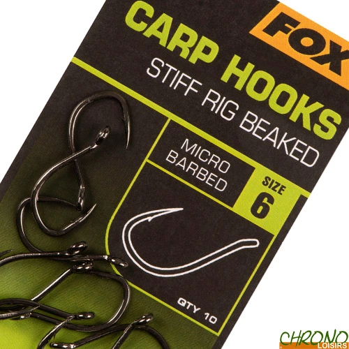 Hameçon Fox Carp Hooks Stiff Rig Beaked (par 10)