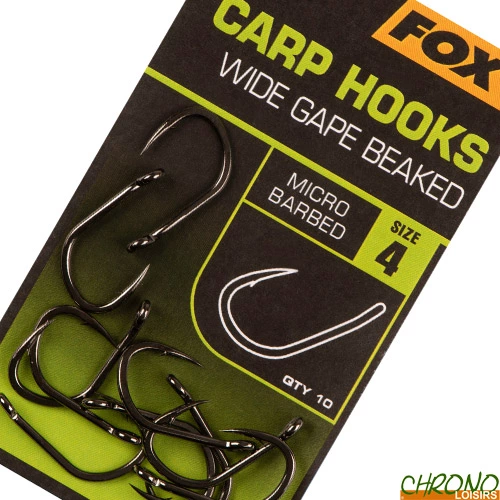 Hameçon Fox Carp Hooks Wide Gape (par 10)